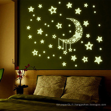 MOQ 500 Beautiful Glow In Dark Sticker, Stickers muraux Chambre d&#39;enfants brillent dans les étoiles sombres